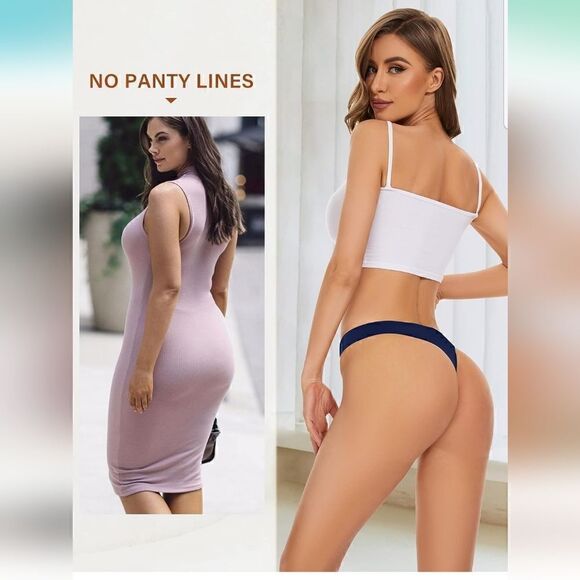 Seamless Thongs for Women No Show Thongs Nylon Stretch Thong Panti - Picture 14 of 16